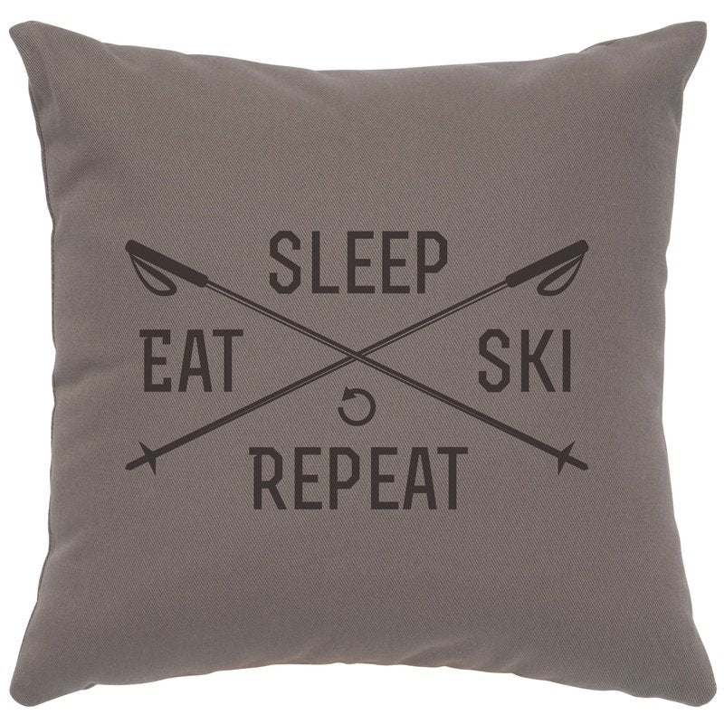 "Sleep, Eat, Ski" Image Pillow - Cotton Chrome