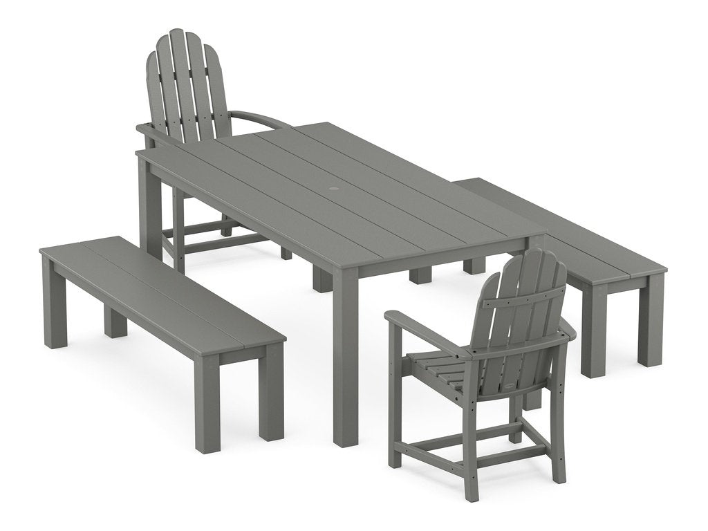 Classic Adirondack 5-Piece Parsons Dining Set with Benches Photo