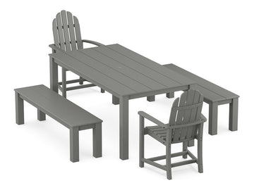 Classic Adirondack 5-Piece Parsons Dining Set with Benches Photo