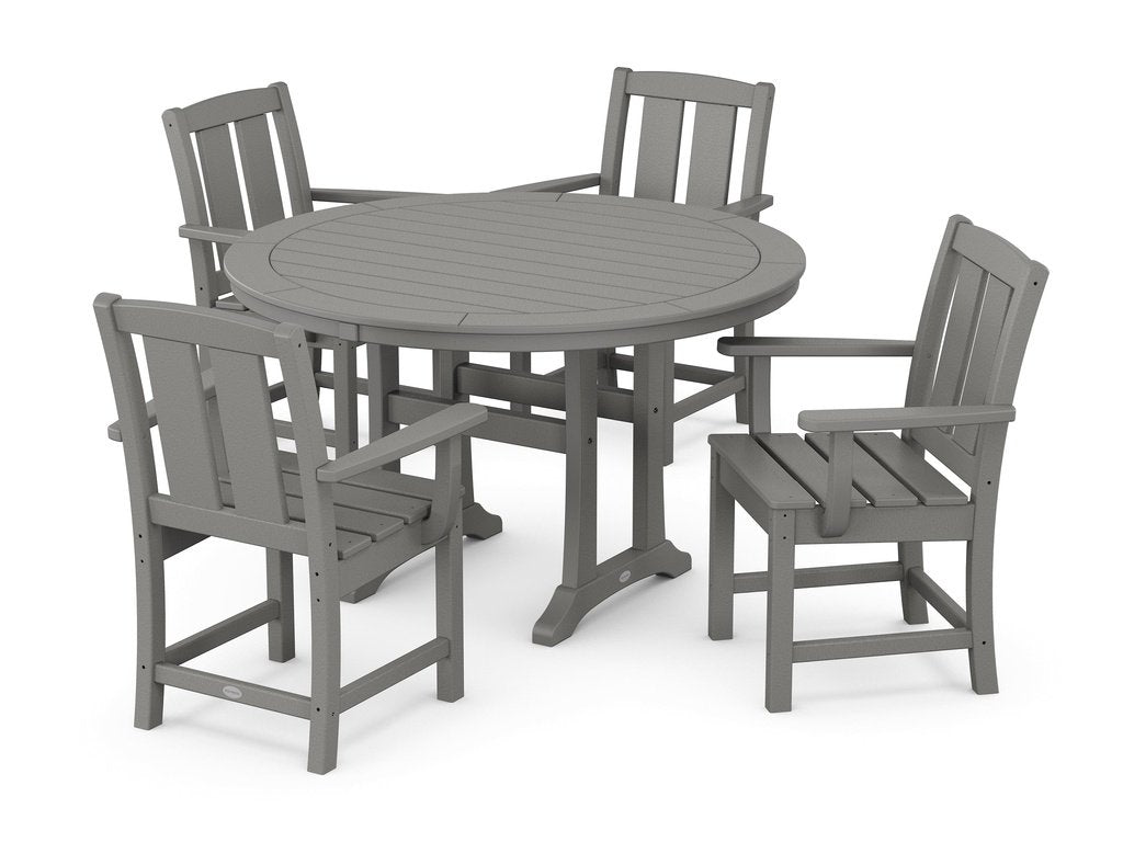 Mission 5-Piece Round Dining Set with Trestle Legs Photo