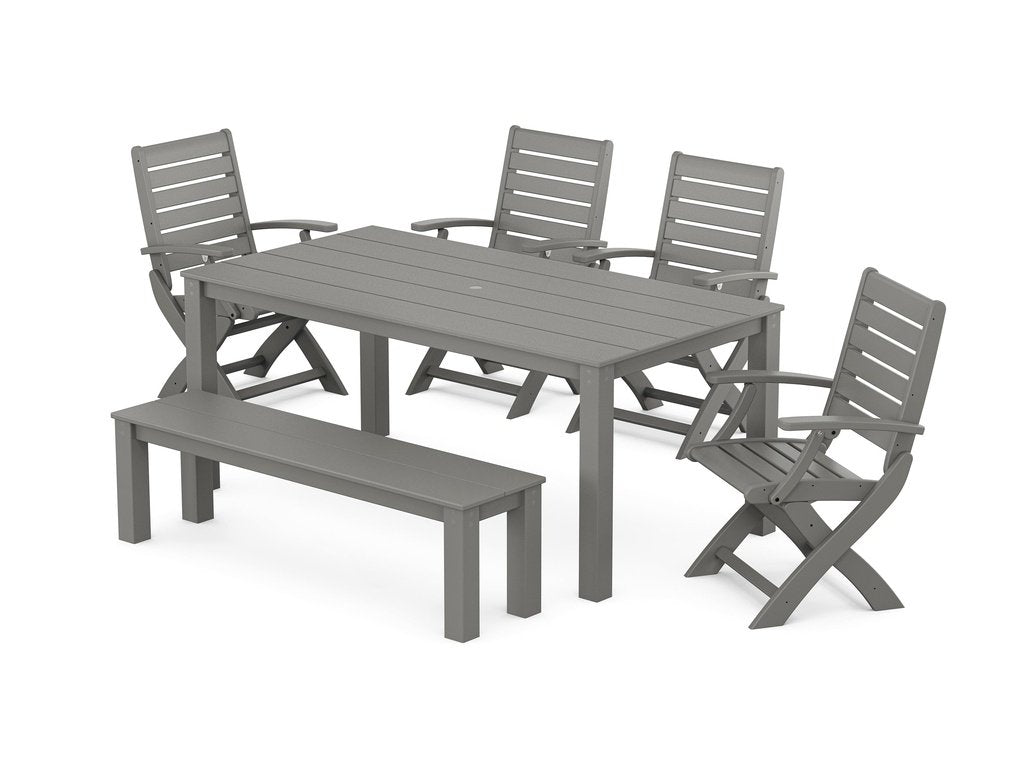 Signature Folding Chair 6-Piece Parsons Dining Set with Bench Photo