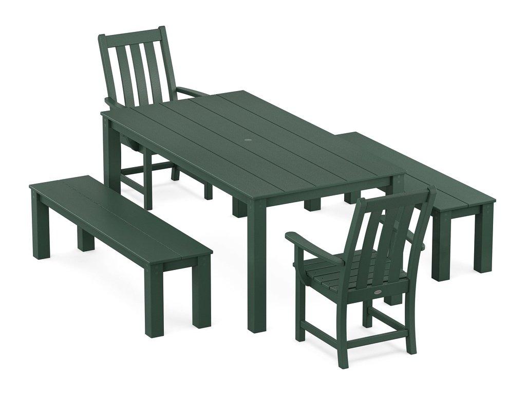 Vineyard 5-Piece Parsons Dining Set with Benches Photo