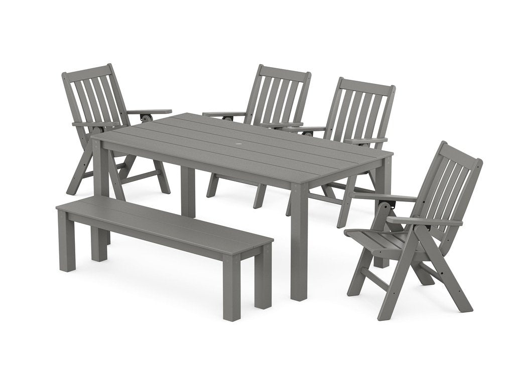 Vineyard Folding Chair 6-Piece Parsons Dining Set with Bench Photo