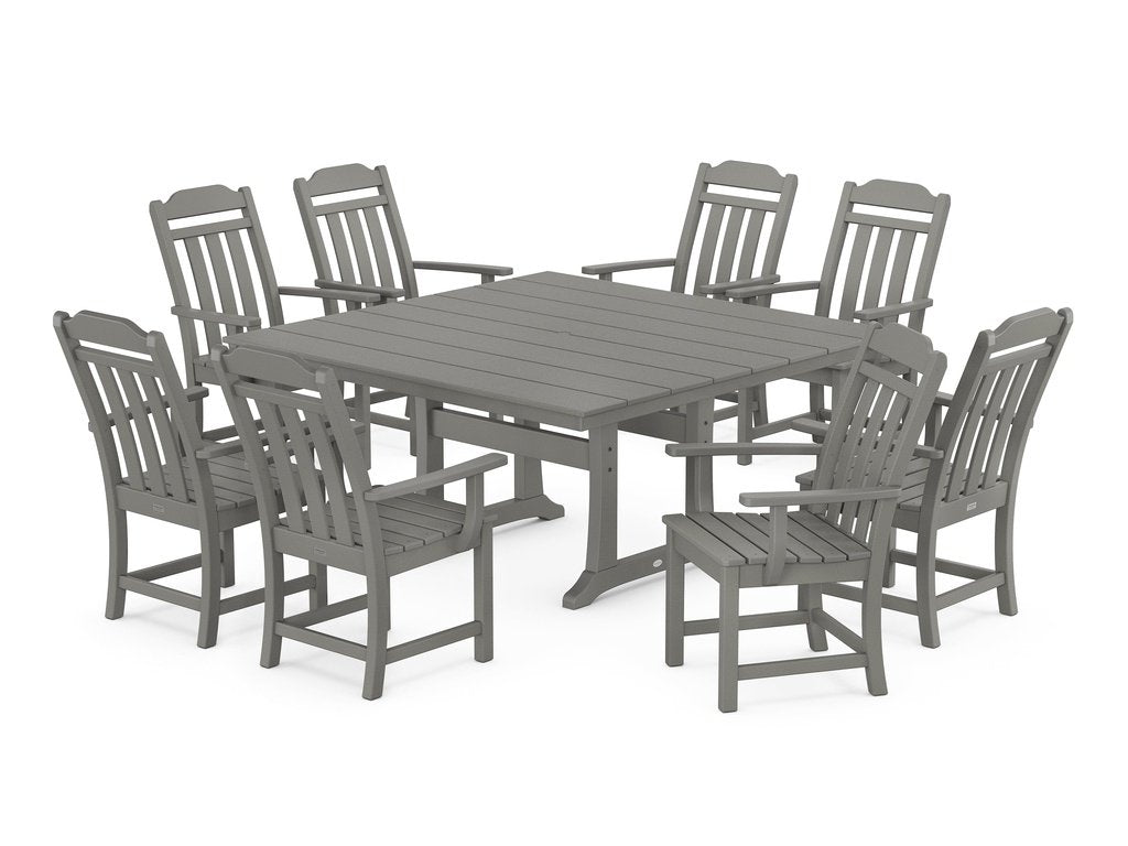 Country Living 9-Piece Square Farmhouse Dining Set with Trestle Legs Photo