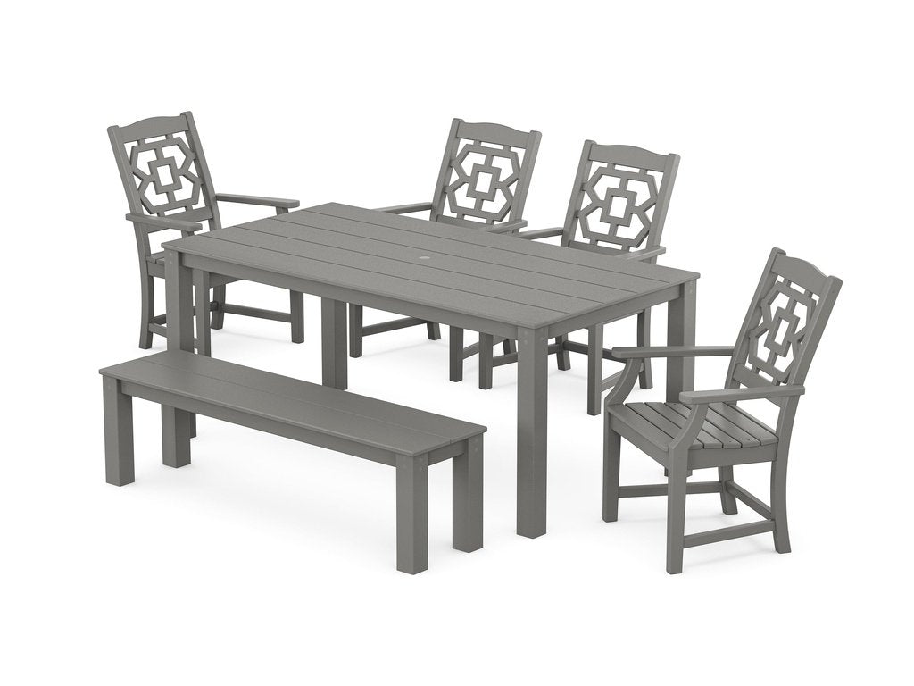 Chinoiserie 6-Piece Parsons Dining Set with Bench Photo