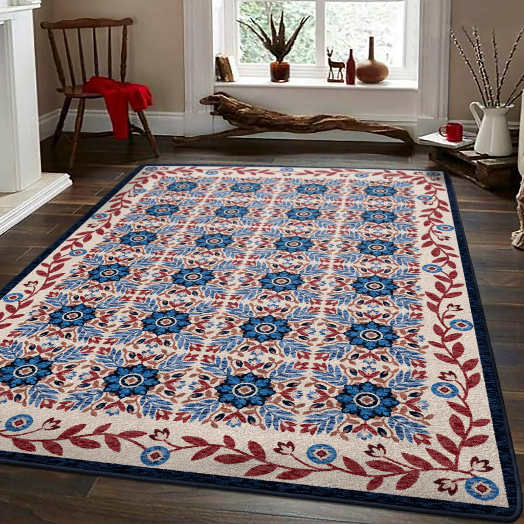 United Quilt | Antique Red White & Blue Rug