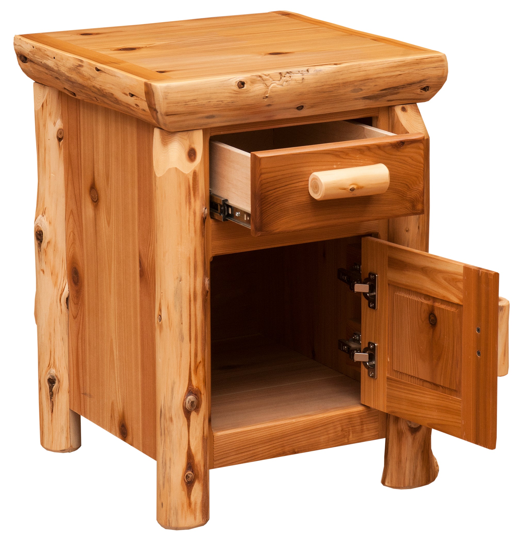 Cedar Log Enclosed Nightstand by Fireside Lodge — Natural