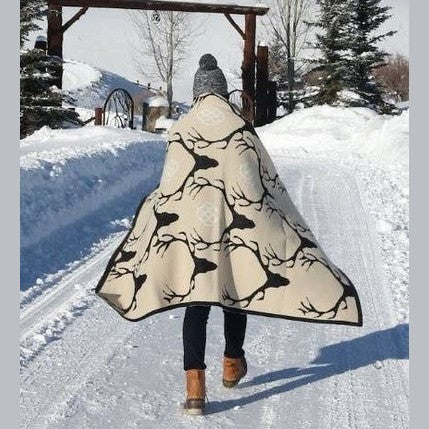Mountain Stag Longhorn Throw Blanket - Retreat Home Furniture