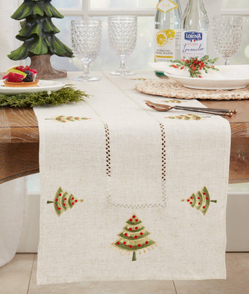 Embroidered Christmas Tree Runner - Retreat Home Furniture