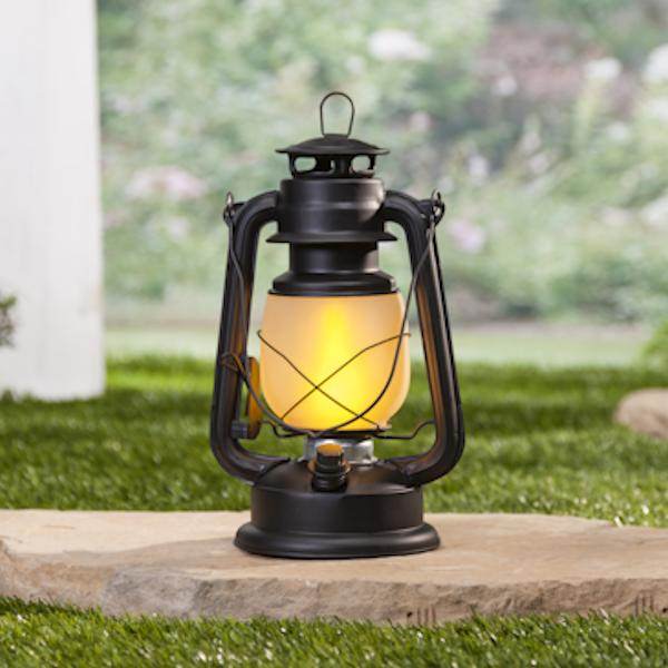 Black Metal Led Hurricane Lantern - Retreat Home Furniture