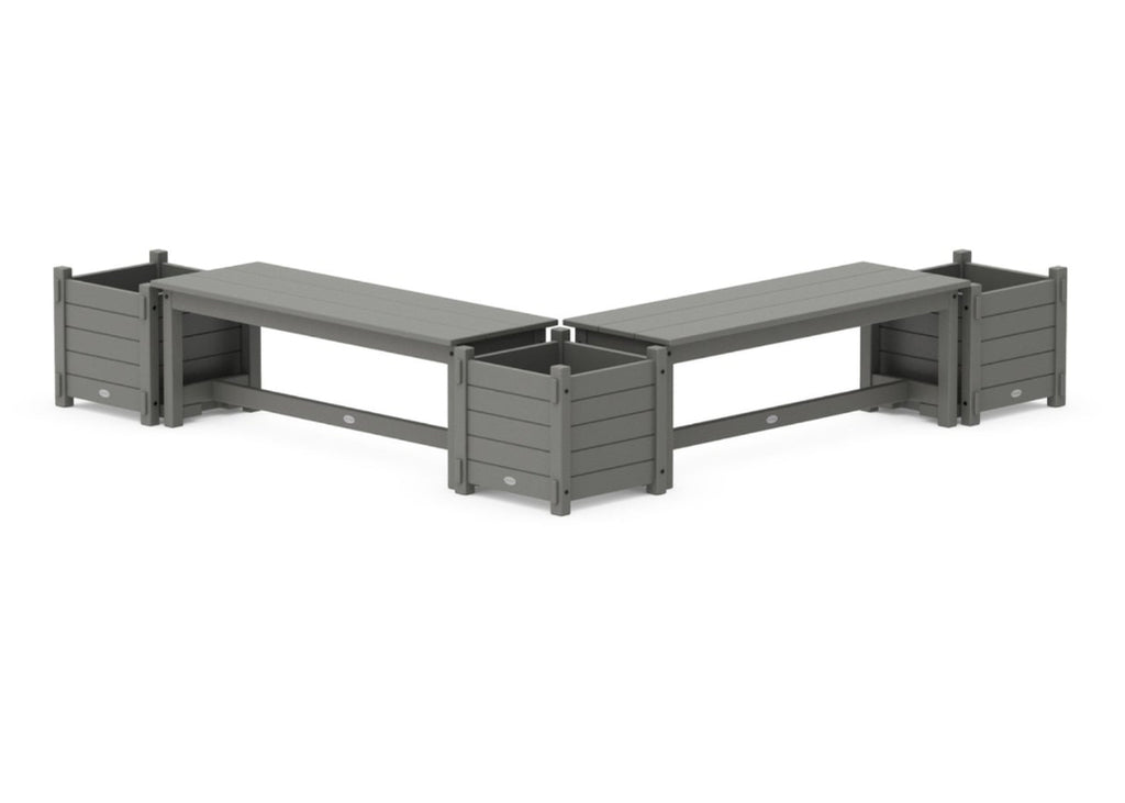 plastic corner planter POLYWOOD Nautical L- Shaped Planter Bench Corner Set in Slate Grey - Outdoor Furniture