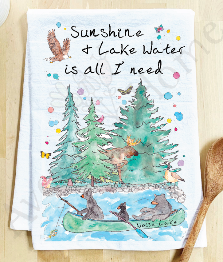 Sunshine & Lake / River Water Kitchen Towel - Retreat Home Furniture