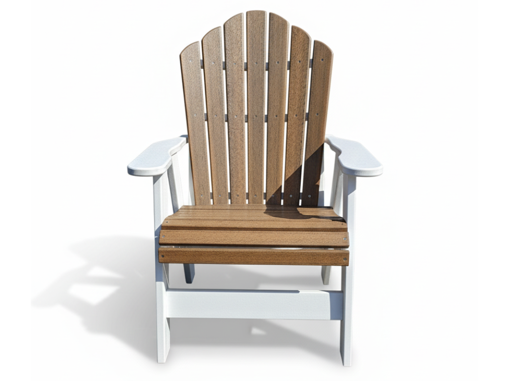 Tru 180 Poly Outdoor Dining Height Chair with Arms - White and Walnut