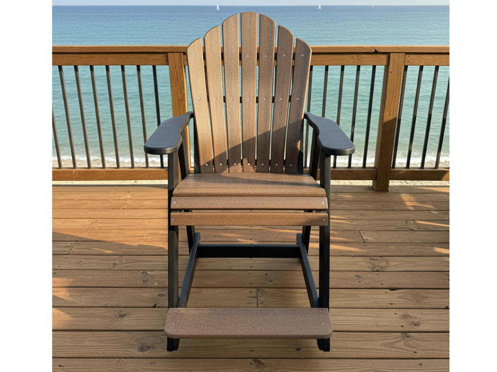 Poly Counter  Height Patio Chair | Black and Walnut Retreat Home Furniture
