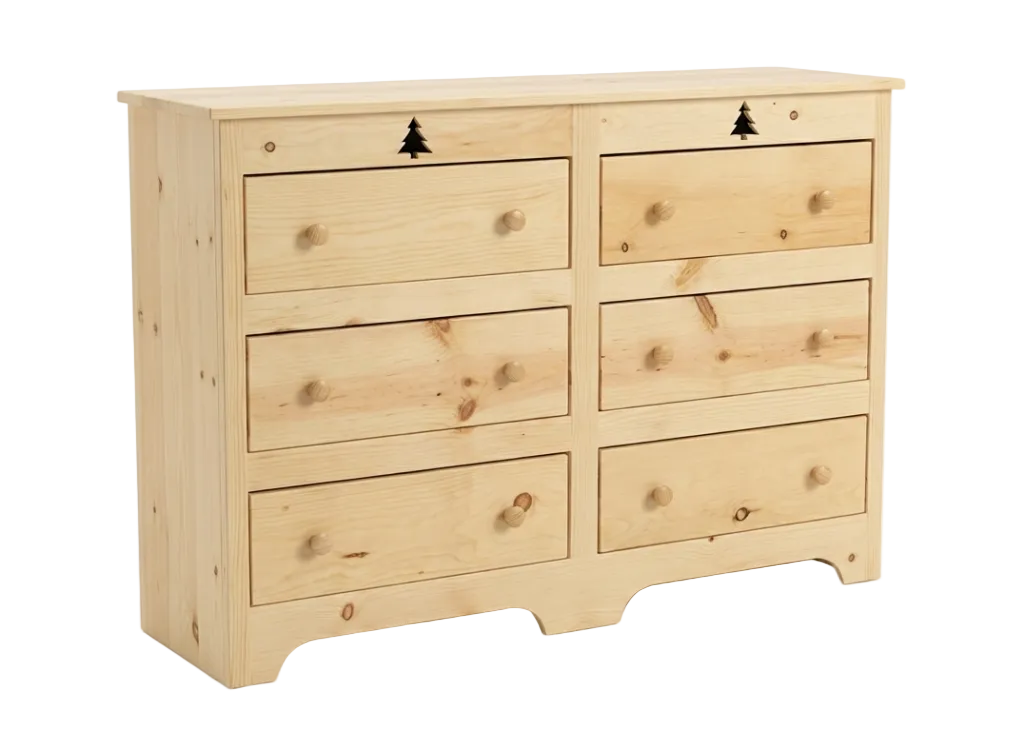 6 Drawer Pine Dresser with Tree Cut-Out