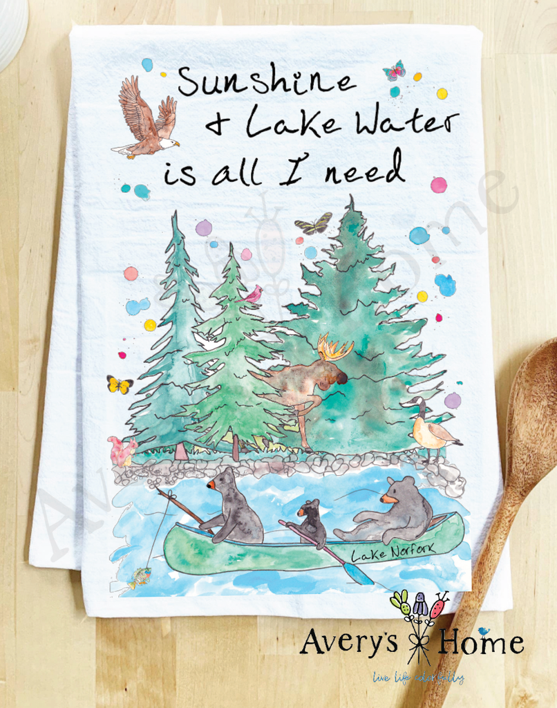 Sunshine & Lake / River Water Kitchen Towel - Retreat Home Furniture