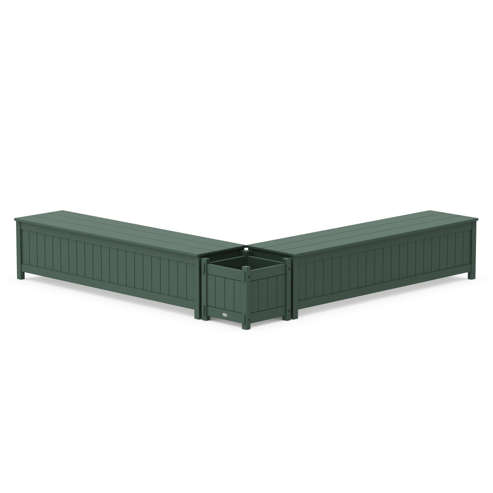 plastic storage bin planter POLYWOOD 72" Vineyard L- Shaped Planter Storage Bench Set Green
