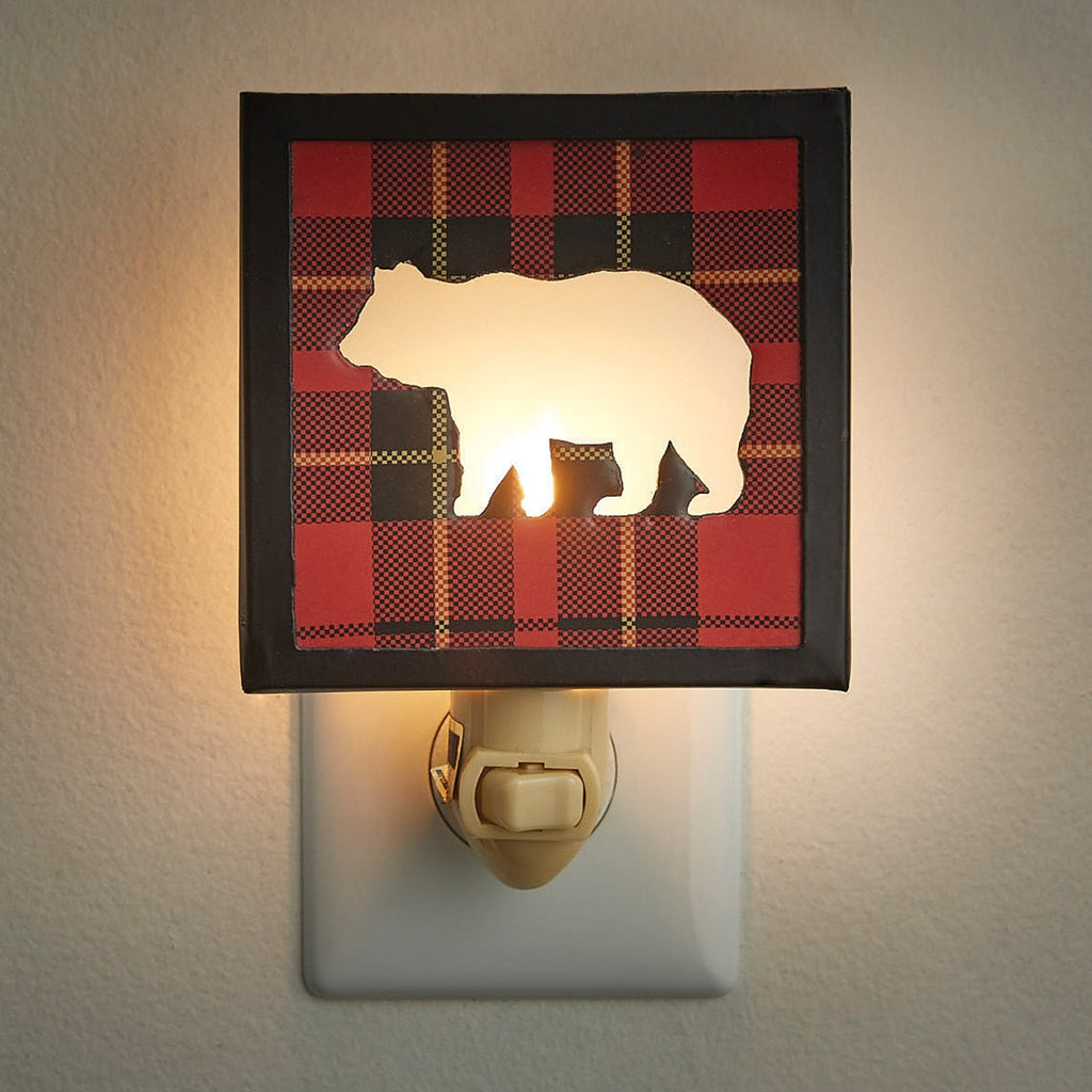 Sportsman Plaid Bear Night Light - Retreat Home Furniture