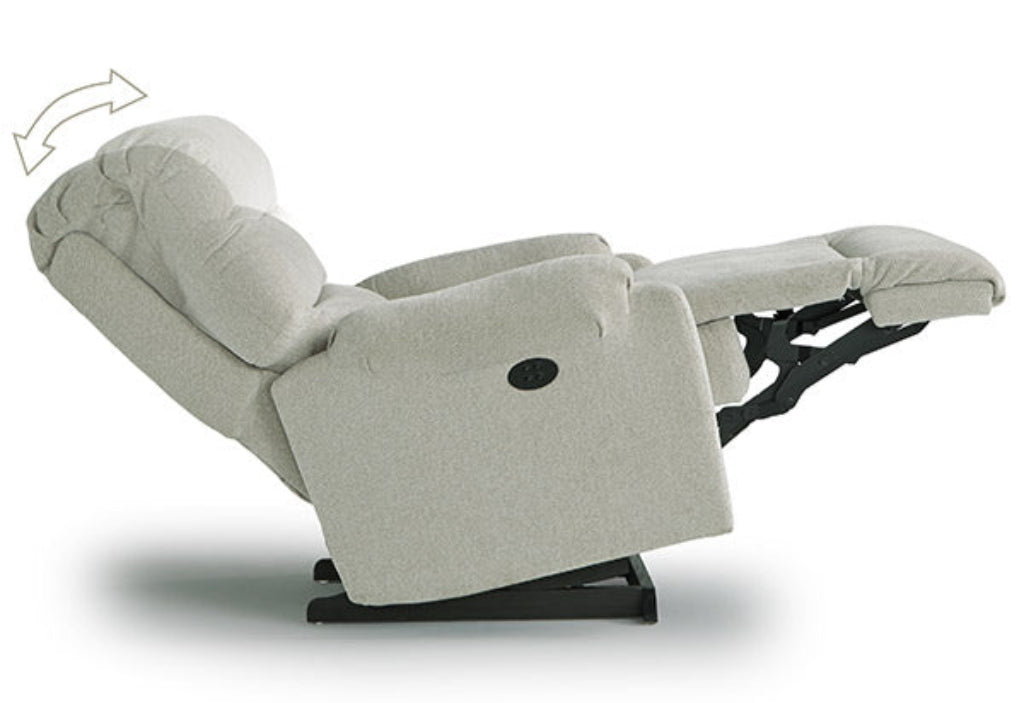 Gray recliner chair with armrest extension on a white background