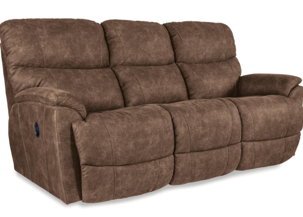 Brown reclining sofa on a white background