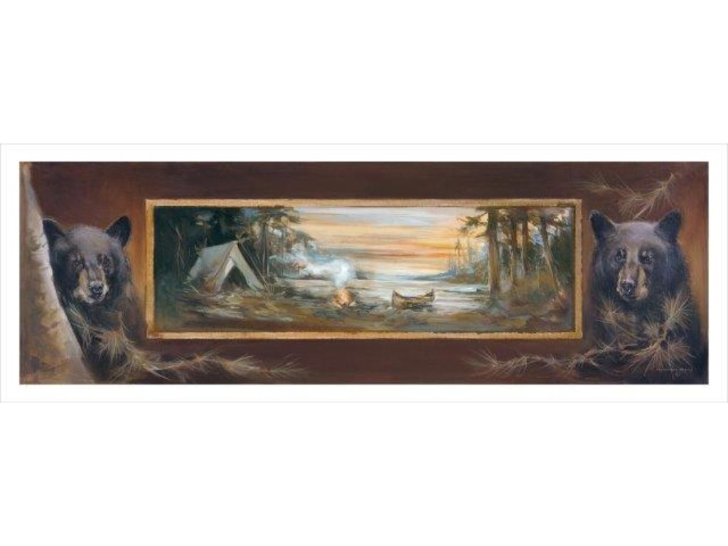 Campfire Bears Giclee Print in Alder Frame