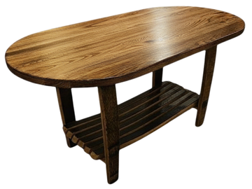 Oval Coffee Table with Stave Shelf Retreat Home Furniture