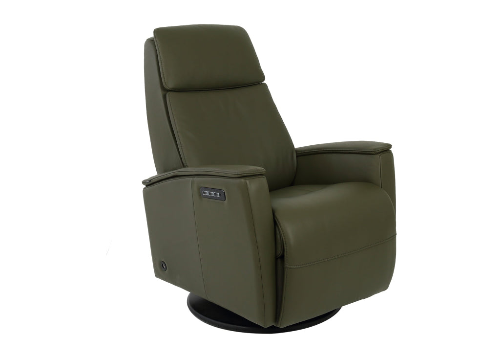 Green recliner chair on a white background