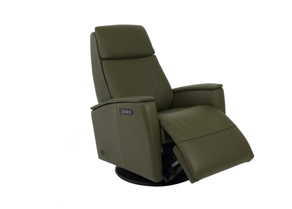 Green recliner chair on a white background