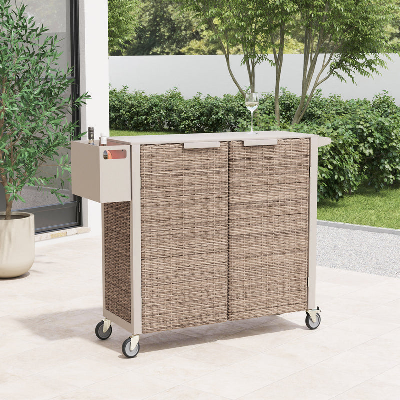 Vista Wicker Serving Buffet Cart | Floor Model Closeout - Retreat Home Furniture