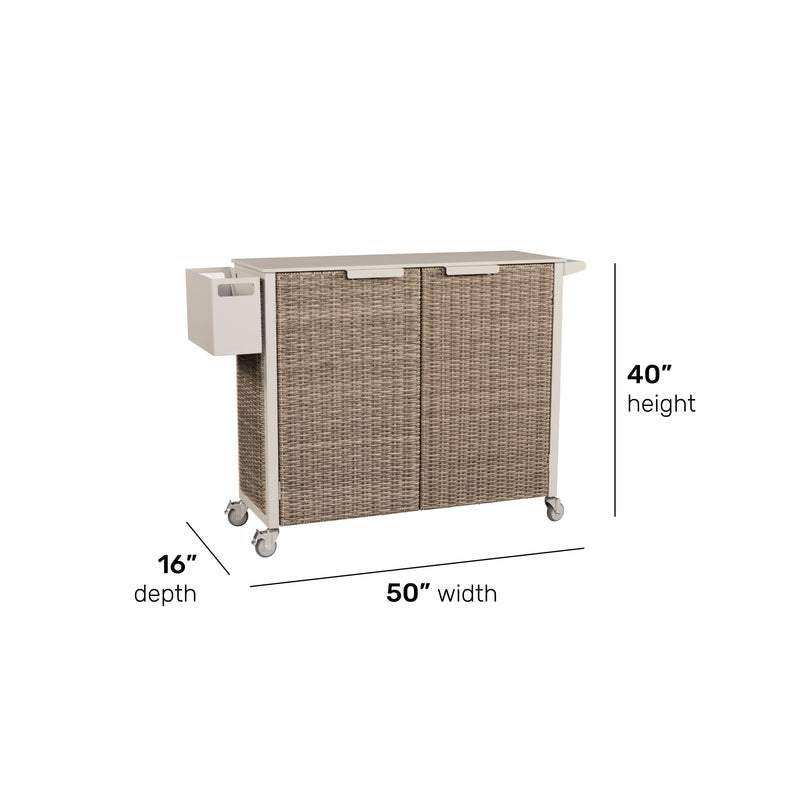 Vista Wicker Serving Buffet Cart | Floor Model Closeout - Retreat Home Furniture