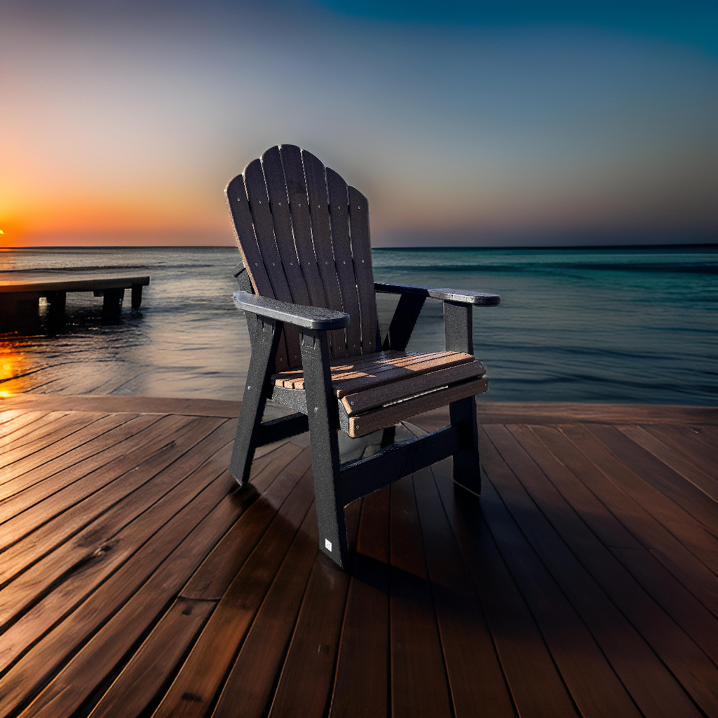 Dining Height Patio Chair | Black and Walnut - Retreat Home Furniture