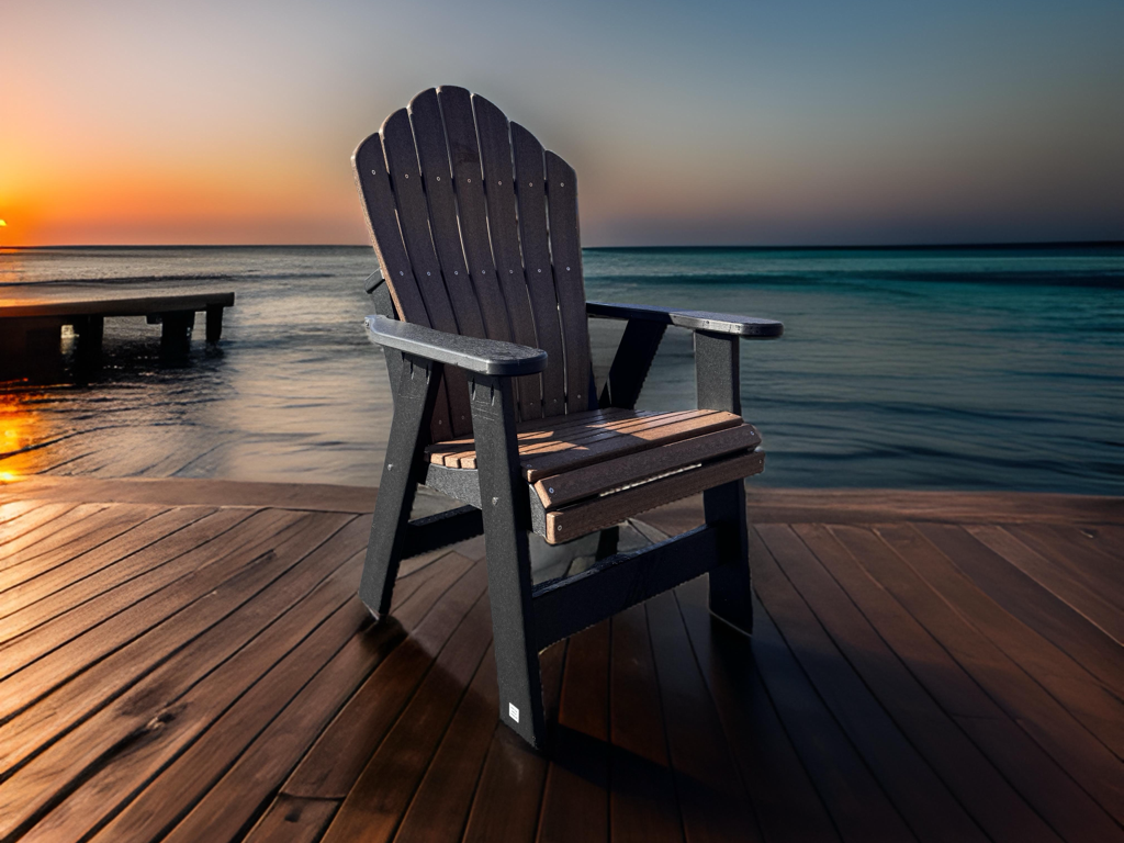 Dining Height Patio Chair | Black and Walnut - Retreat Home Furniture