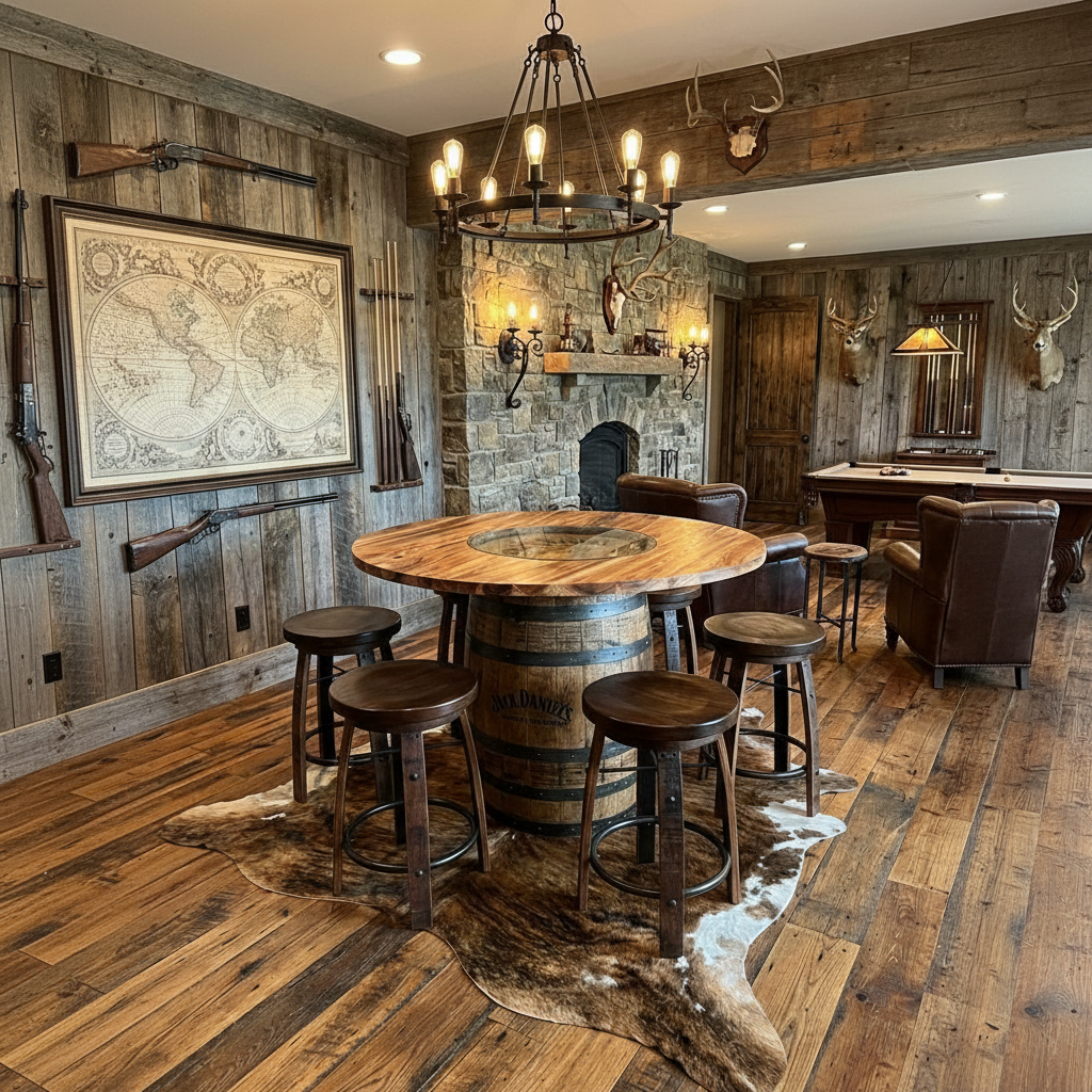 Jack Daniel's® Whiskey Barrel Counter Table | Rustic Bar Table 48