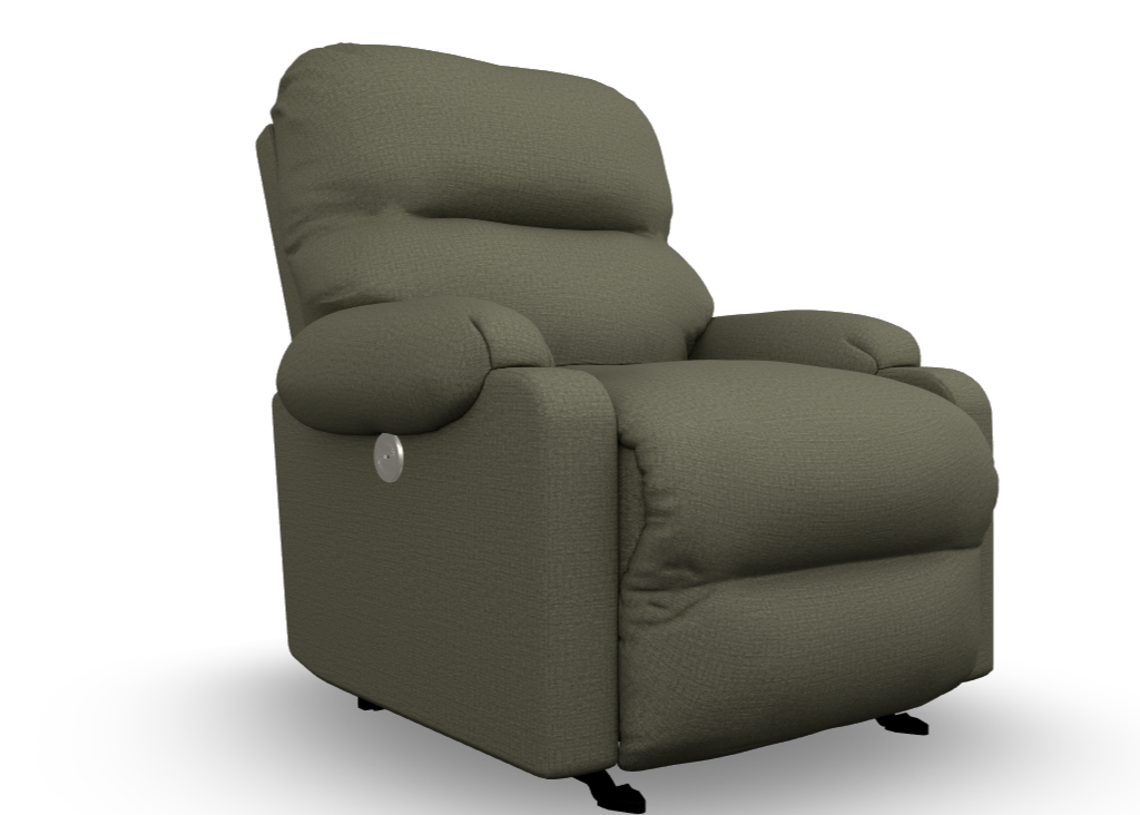 Green recliner chair on a white background