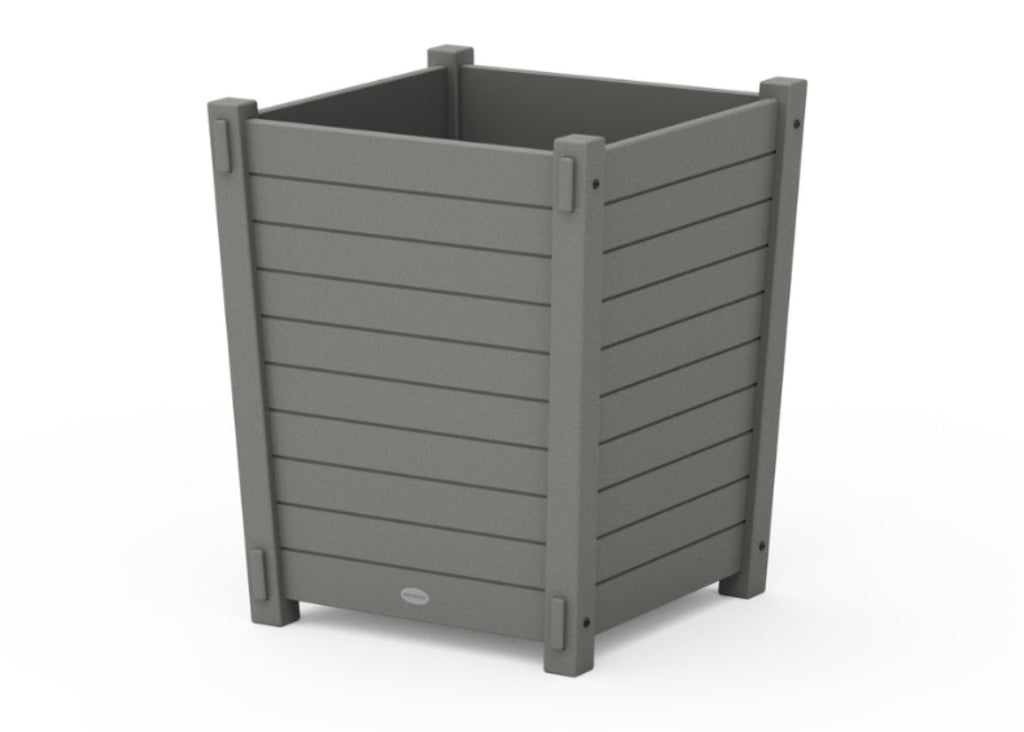 large plastic planter boxes POLYWOOD Nautical Large Tapered Square Planter Box in Slate Grey