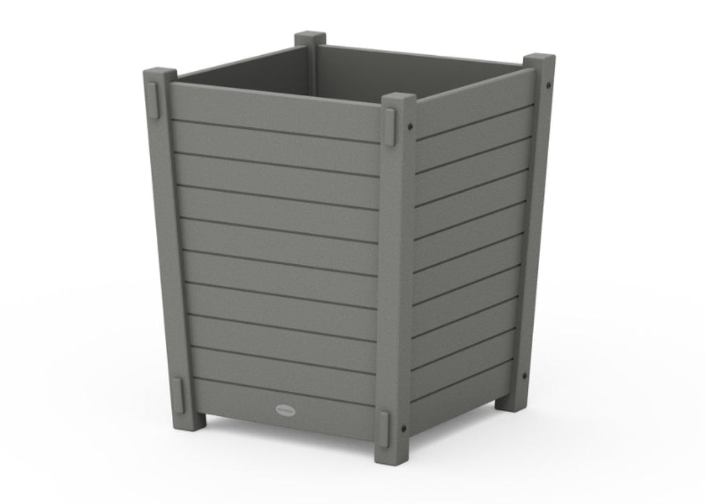 POLYWOOD Nautical Large Tapered Square Planter Box in Slate Grey - Outdoor Furniture