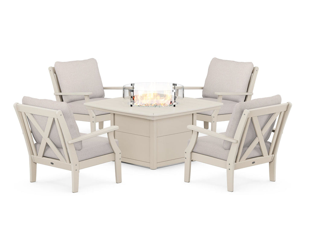Braxton 5-Piece Deep Seating Conversation Set with Fire Pit Table Retreat Home Furniture