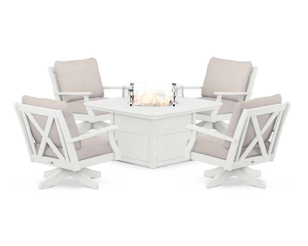 Braxton 5-Piece Deep Seating Swivel Conversation Set with Fire Pit Table Retreat Home Furniture