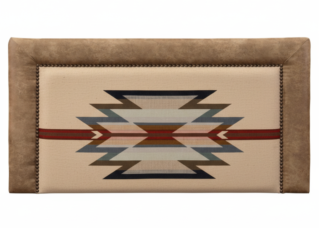 Wallet with geometric pattern on beige background