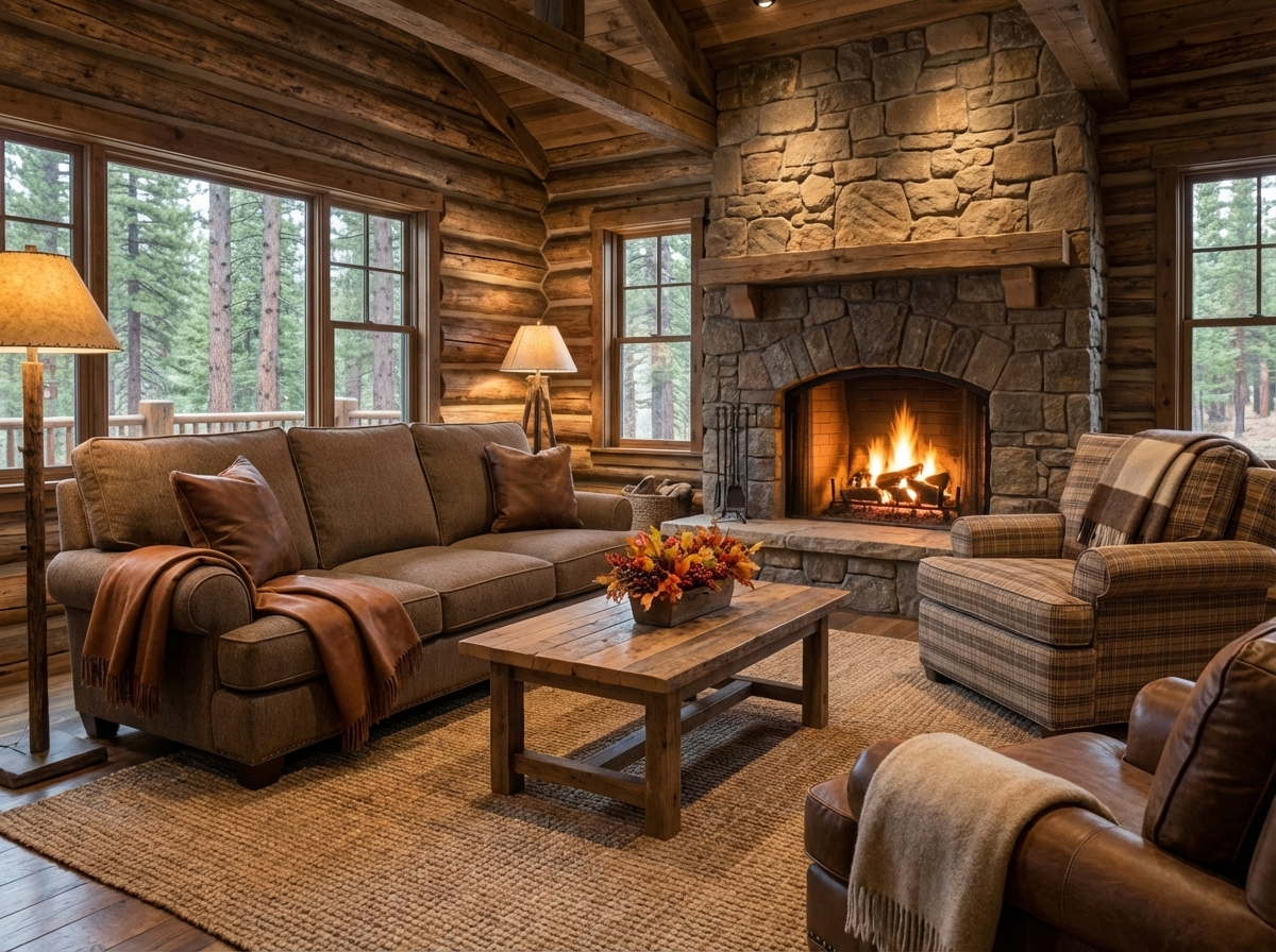 Marshfield Furniture Seven Pines Sofa - Rustic Lodge Rolled Arm Sofa