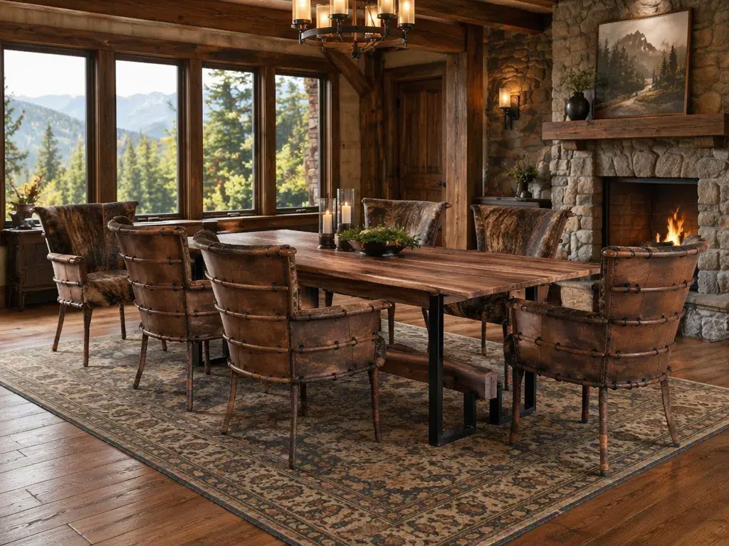 Navajo Dining Chair | Dark Brindle | Leather Chair | Pacific Green