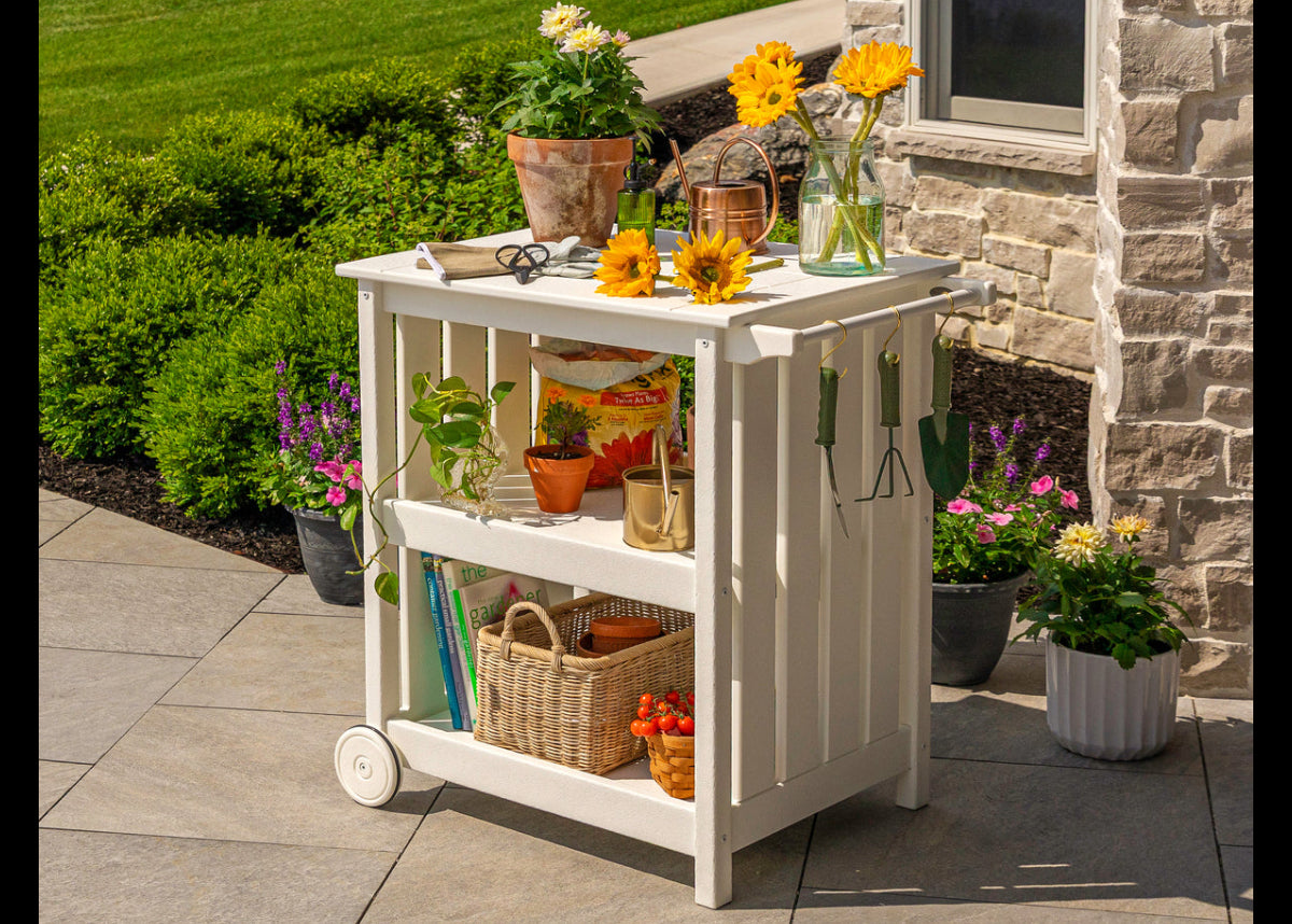 POLYWOOD Vineyard Bar Cart – Outdoor Bar Table | All-Weather