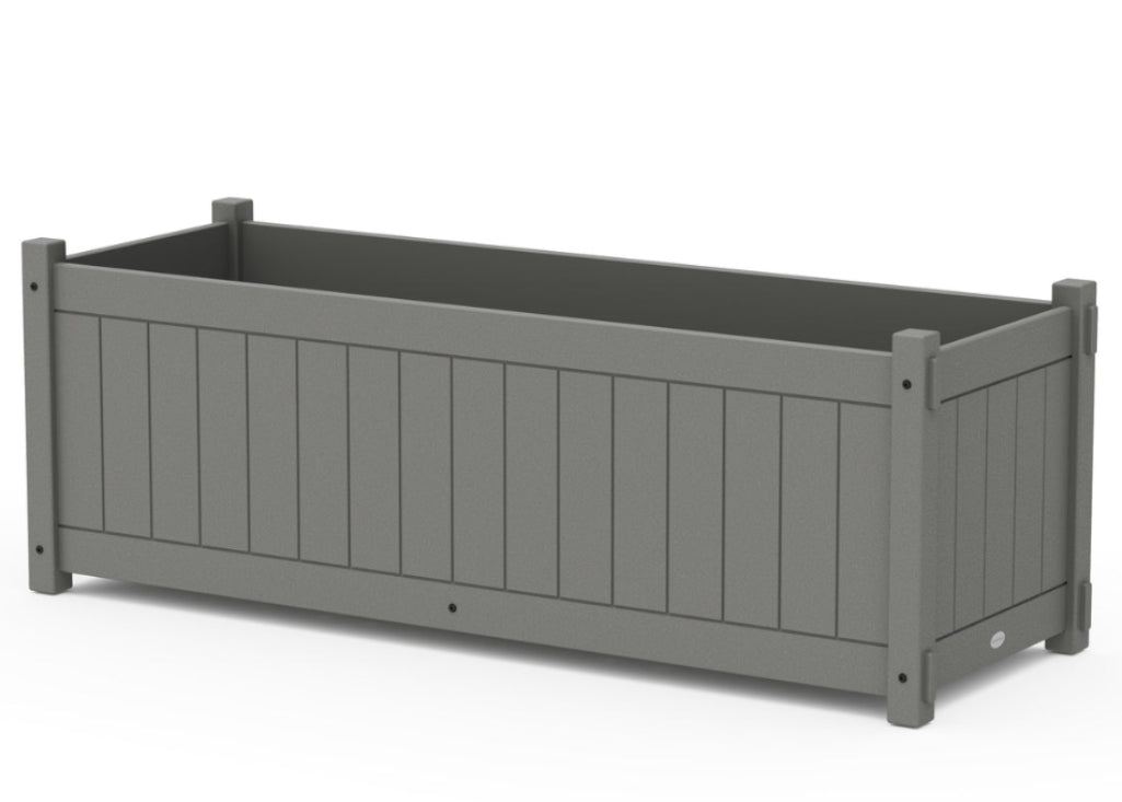 large grey plastic outdoor plant pots POLYWOOD Vineyard Large Rectangle Triple Planter Box in Slate Grey