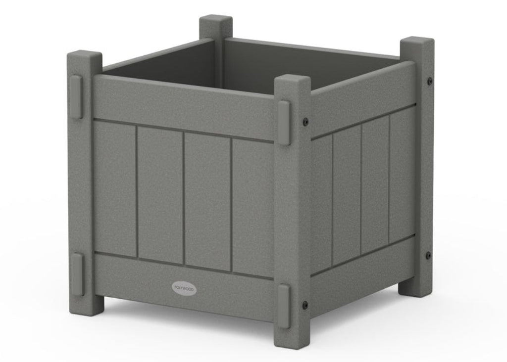 POLYWOOD Vineyard Square Planter Box in Slate Grey - Outdoor Furniture