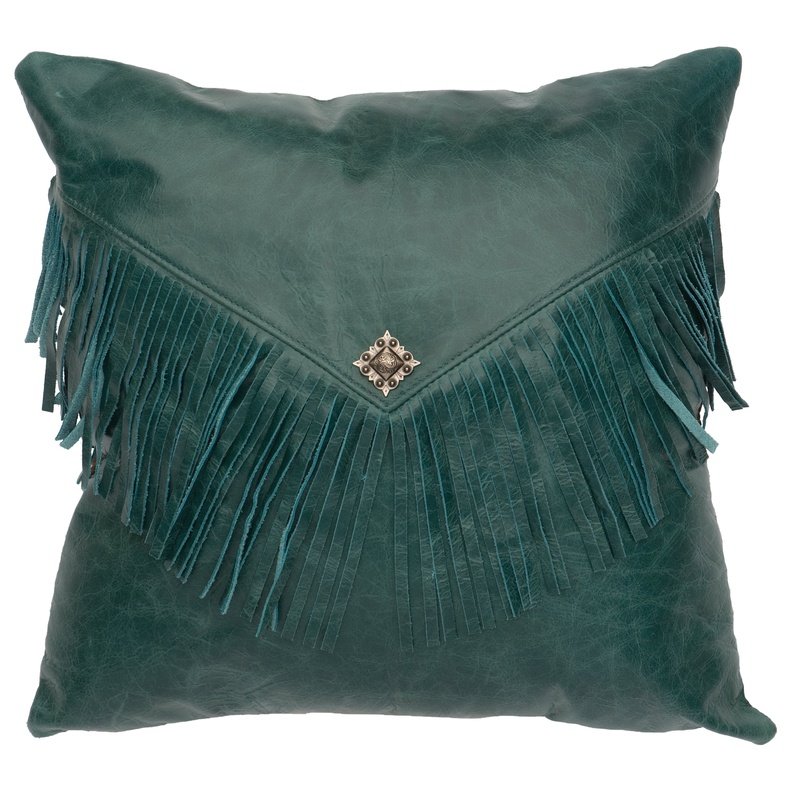 Peacock Leather Pillow II 16x16