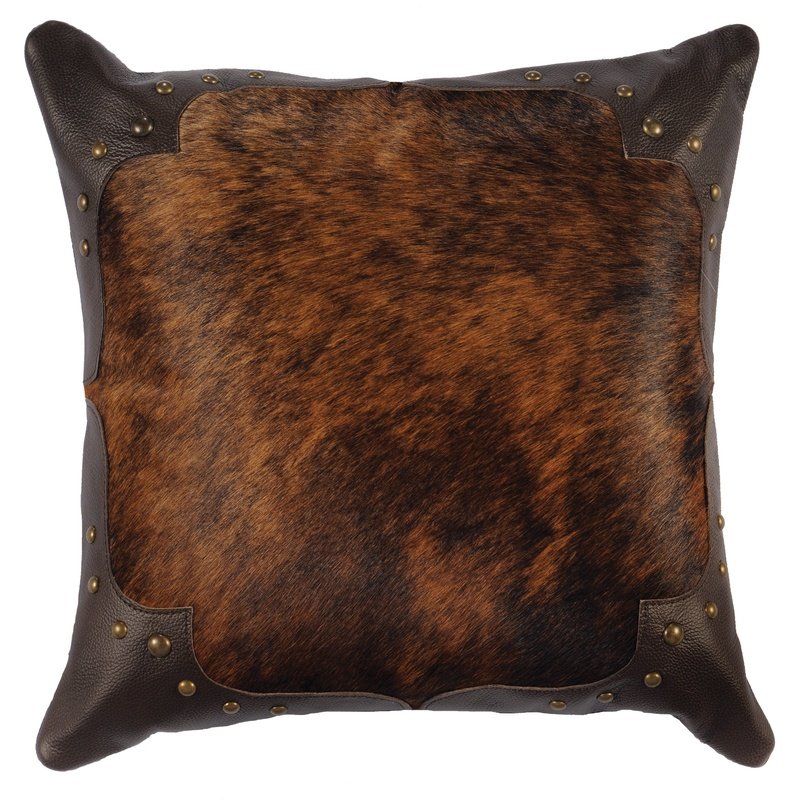 Dark Brindle Leather Pillow (16"x16")