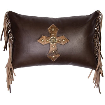 Mesa Espresso Leather Pillow 12x18