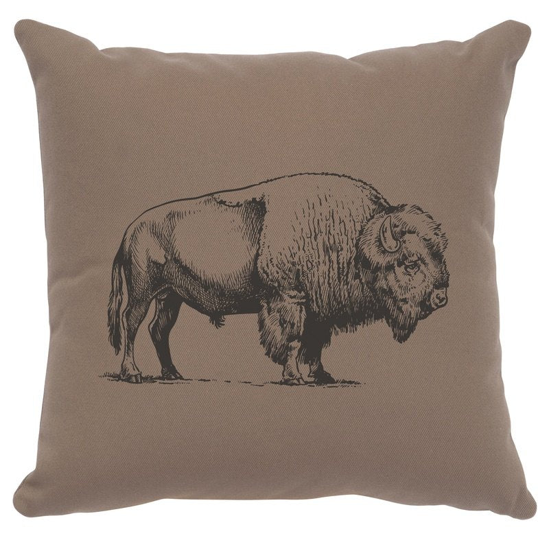 "Buffalo" Image Pillow - Cotton Taupe