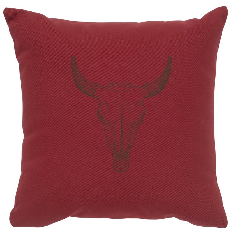 "Bull Skull" Image Pillow - Cotton Brick