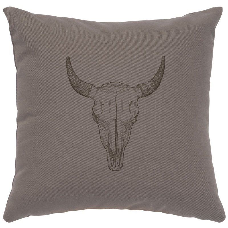 "Bull Skull" Image Pillow - Cotton Chrome